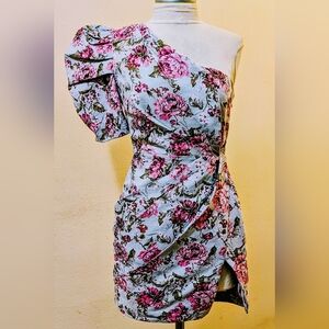 Michael Costello One-Shoulder Floral Mini Dress - XS